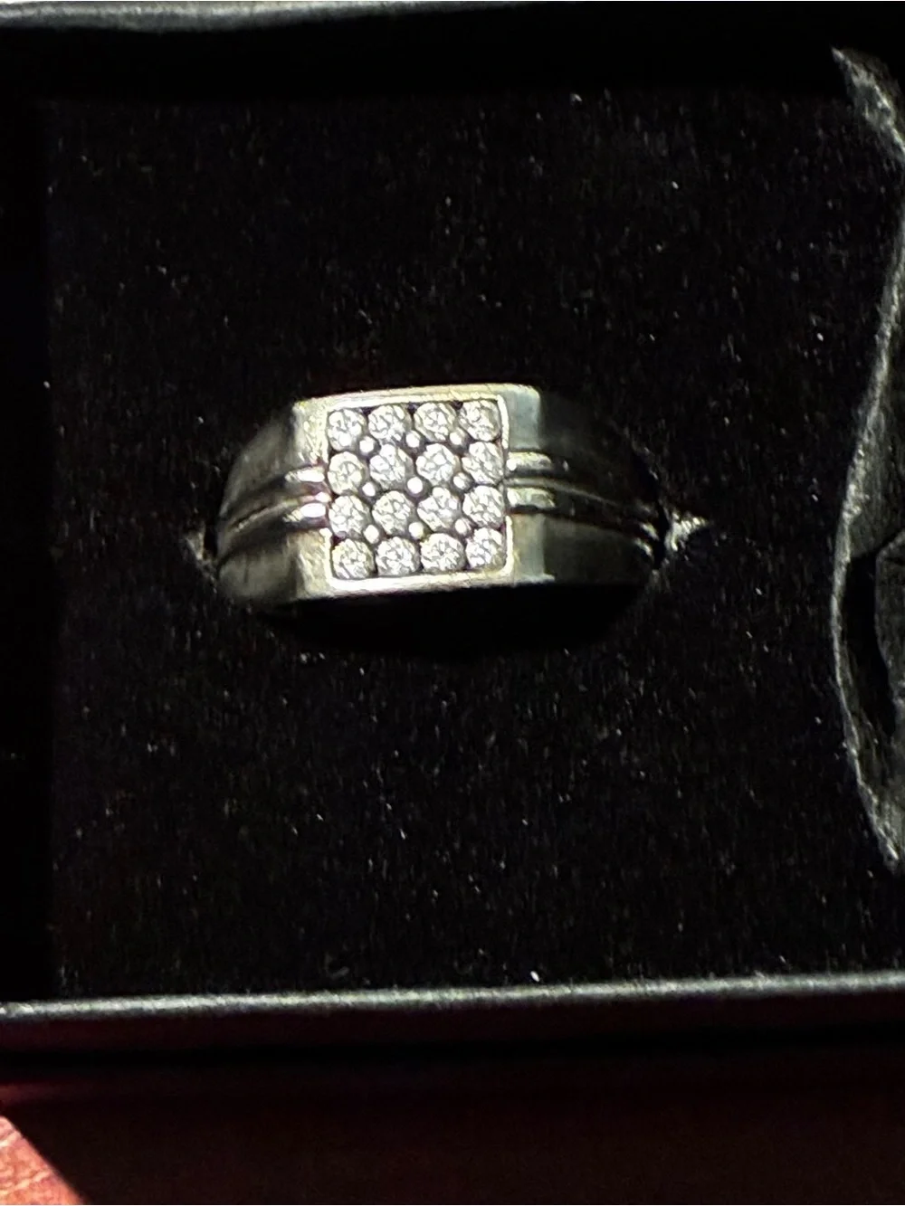 Vintage Sterling 925 Men's Beautiful Crystal Ring - Silver